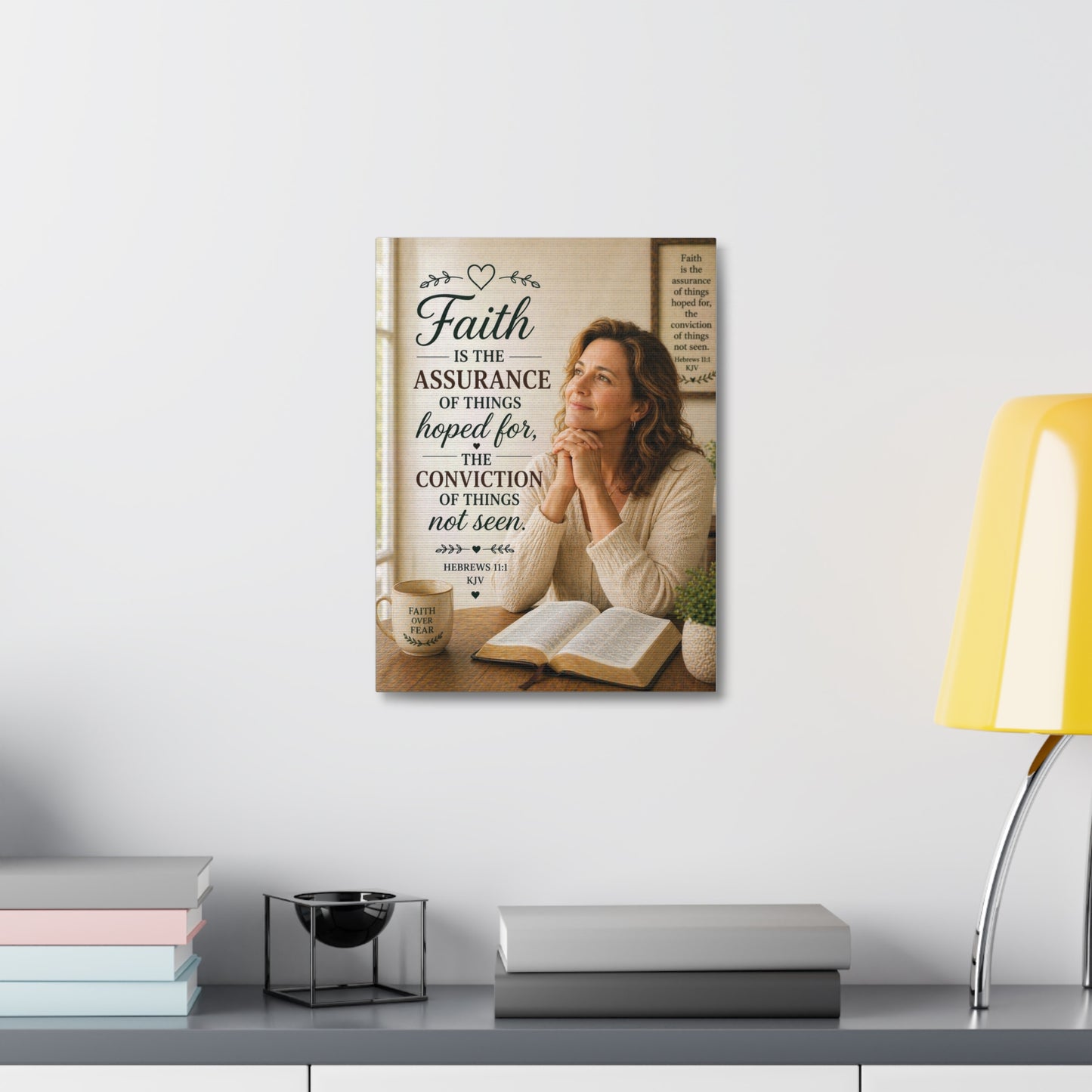 Faith Canvas Wall Art — Hebrews 11:1 Inspirational Scripture Stretched Canvas