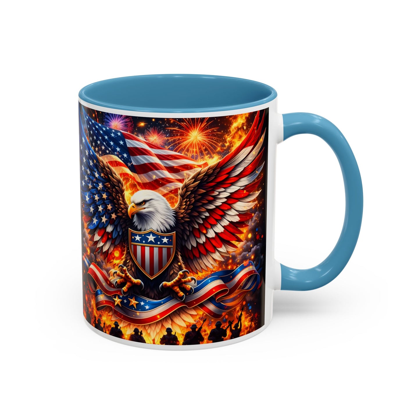 Patriotic Eagle Coffee Mug — American Flag Bald Eagle Accent Mug (11/15oz)