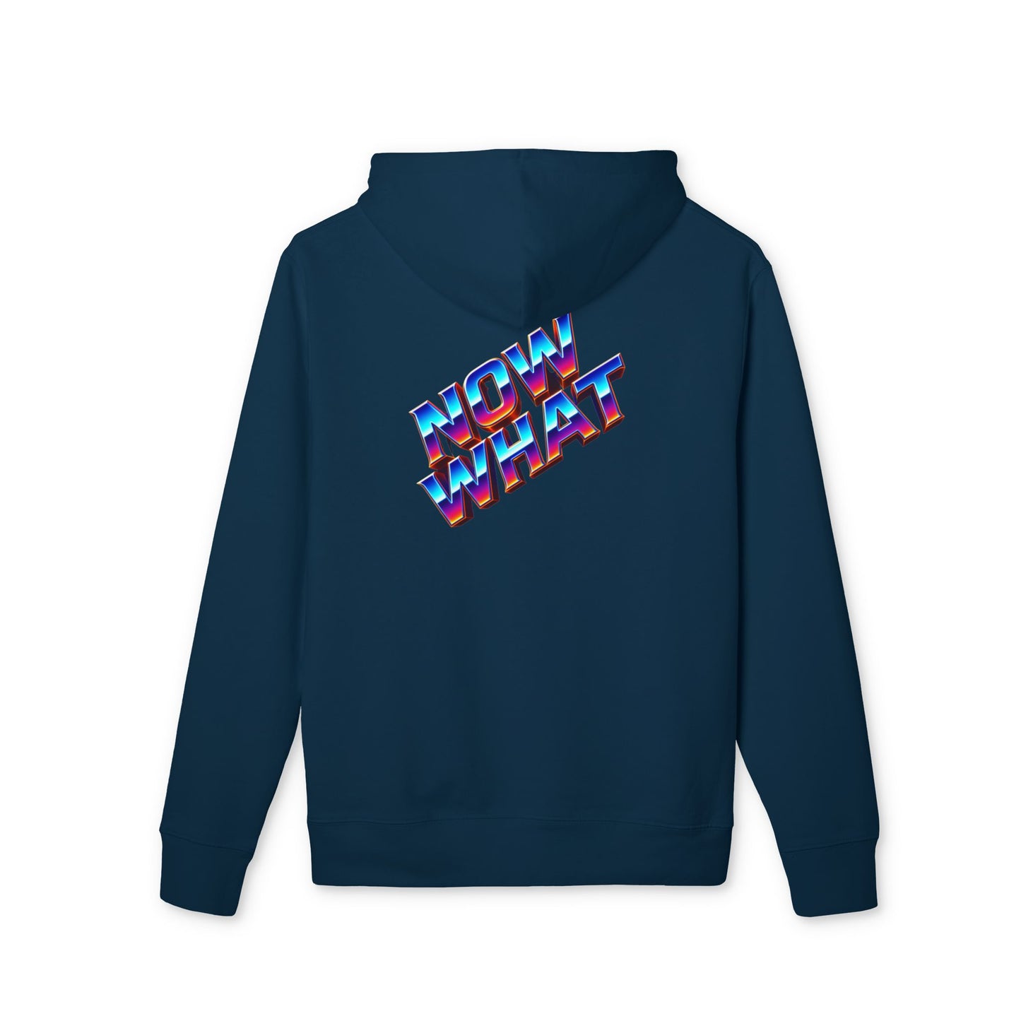 Now What Hoodie — Retro 3D Text Graphic Pullover