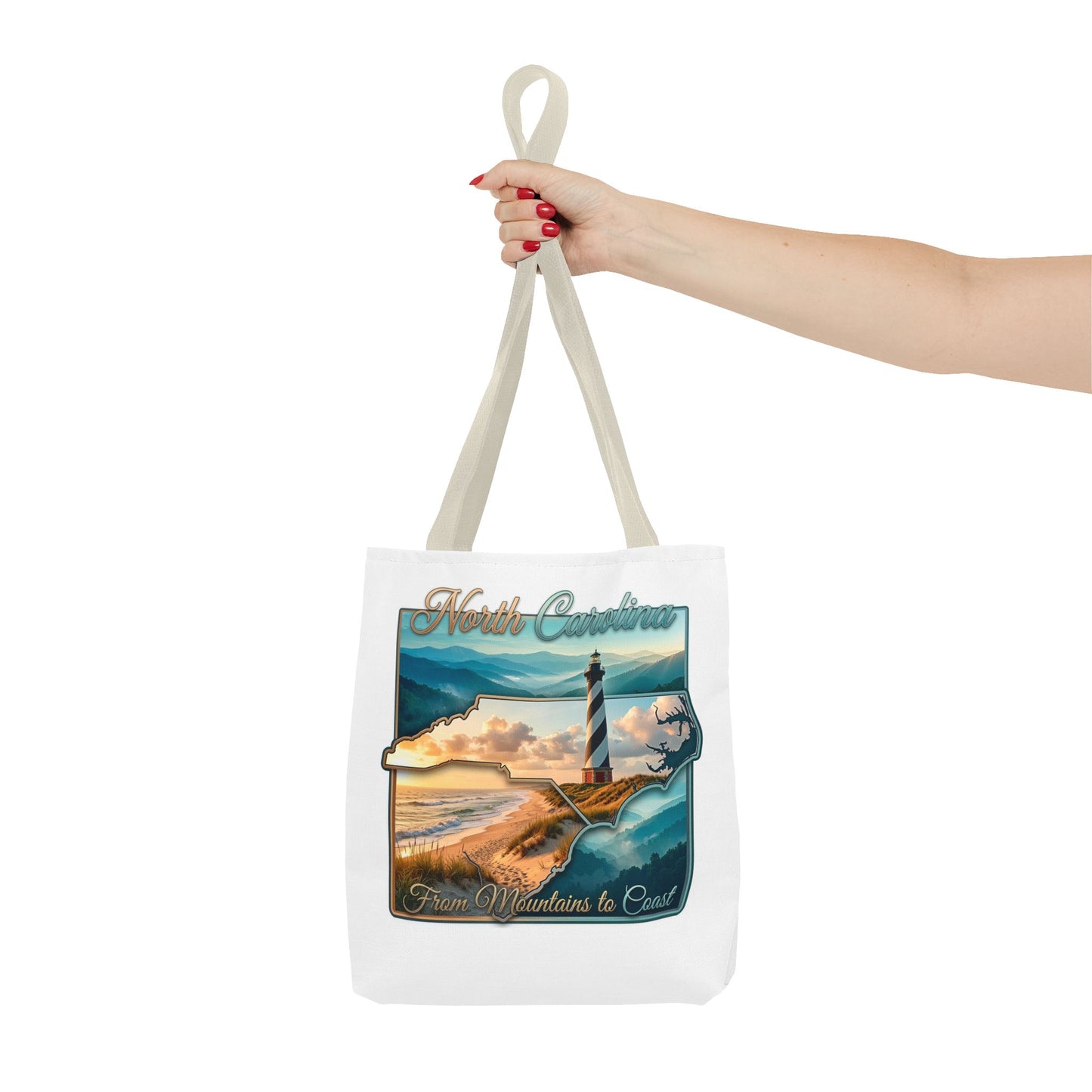 North Carolina Lighthouse Tote Bag — "From Mountains to Coast" Scenic Beach Tote