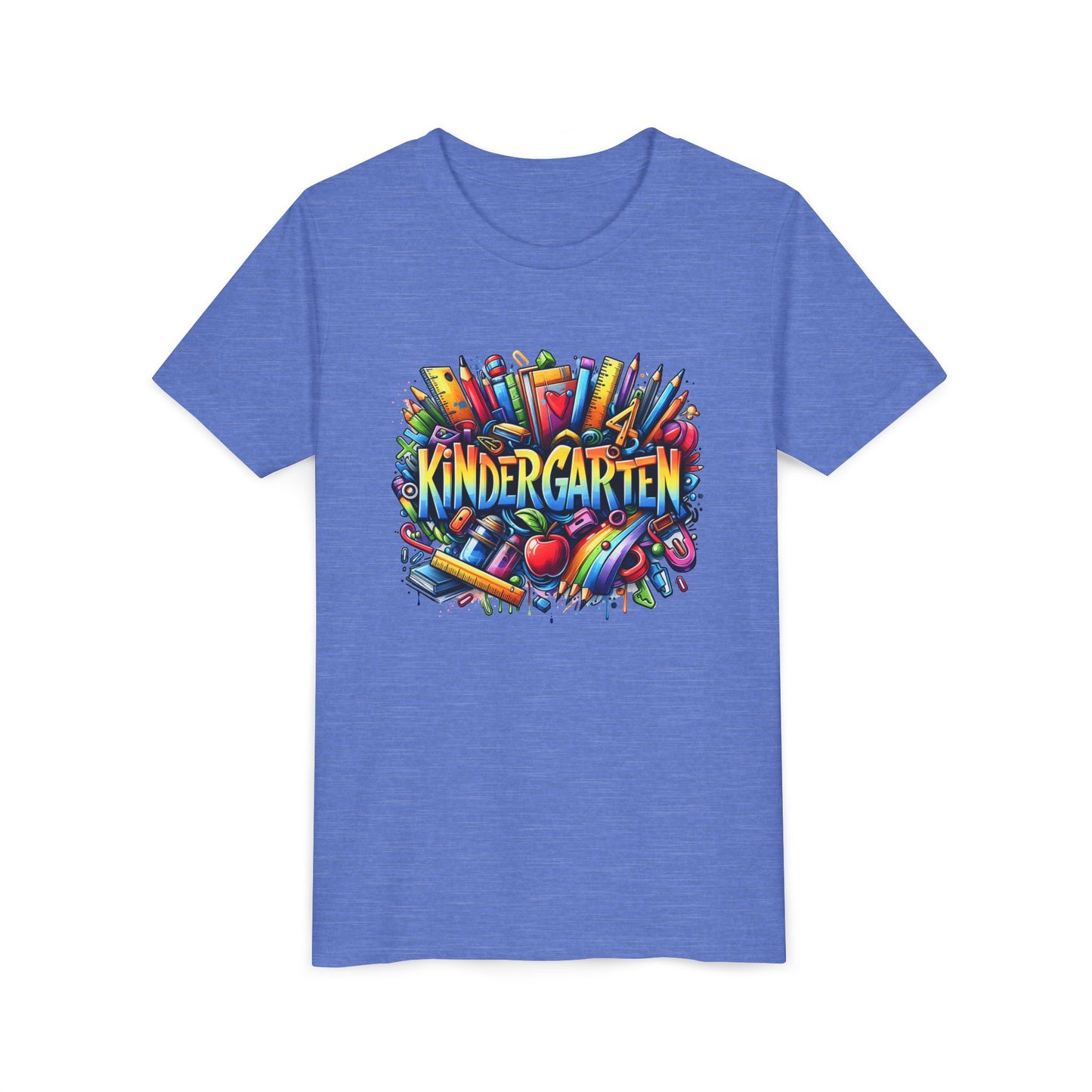 Kindergarten Colorful School Supplies Youth Tee — Back-to-School Kids T-Shirt