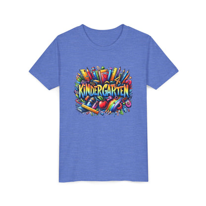 Kindergarten Colorful School Supplies Youth Tee — Back-to-School Kids T-Shirt