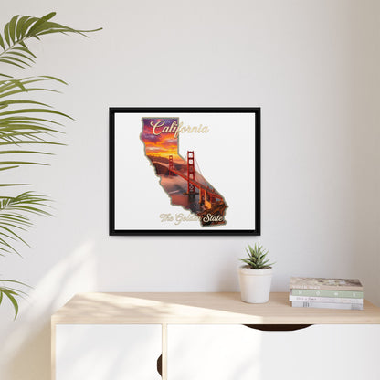 California Golden Gate Map Matte Canvas Print (Framed)