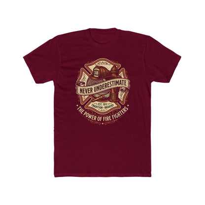Firefighter Tee - "Never Underestimate" Vintage Firefighter Helmet Design