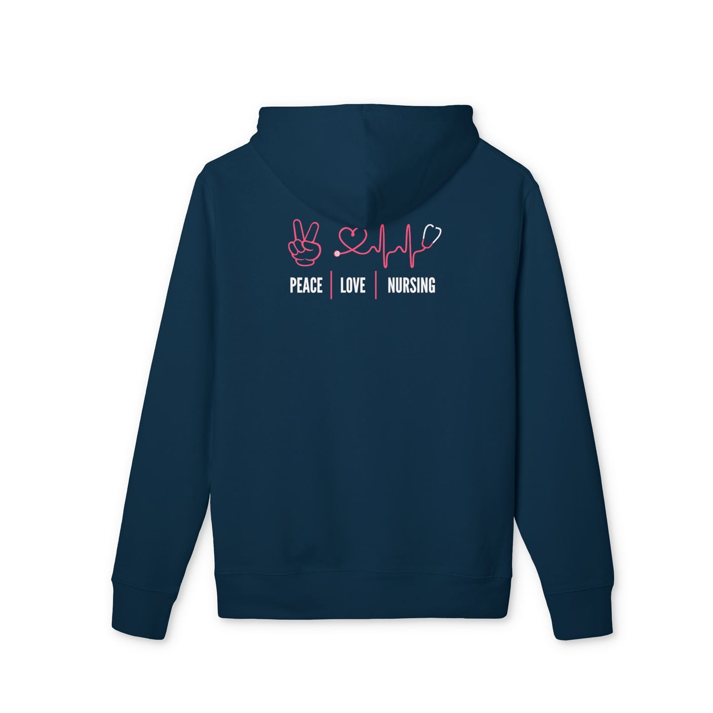 Peace Love Nursing Hoodie — Nurse Pullover with Peace Sign, Heartbeat & Heart Design