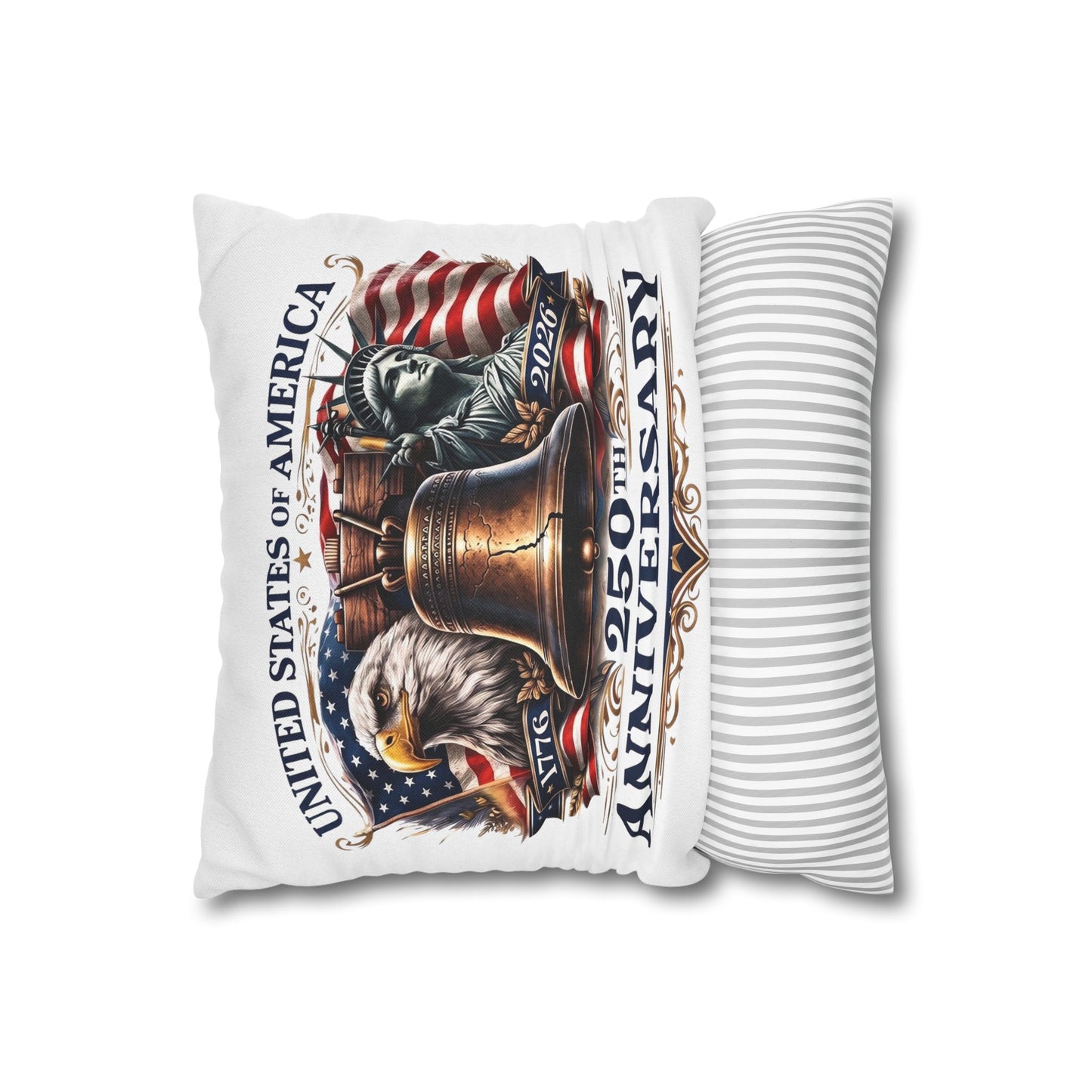 250th Anniversary Liberty Bell Pillowcase — Patriotic USA Throw Pillow Cover (1776–2026)