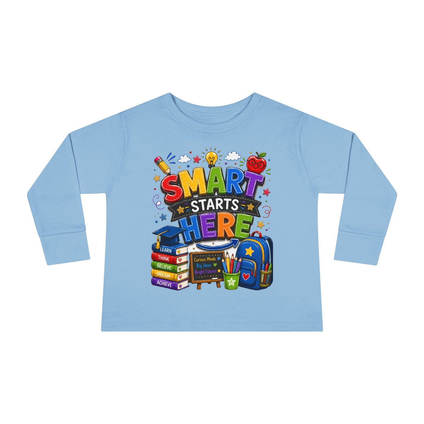 Smart Starts Here Toddler Long Sleeve Tee — Back-to-School Kids Shirt