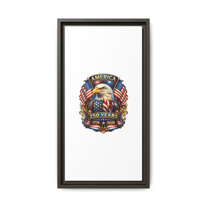 America 250th Anniversary Framed Canvas — Patriotic Bald Eagle Wall Art