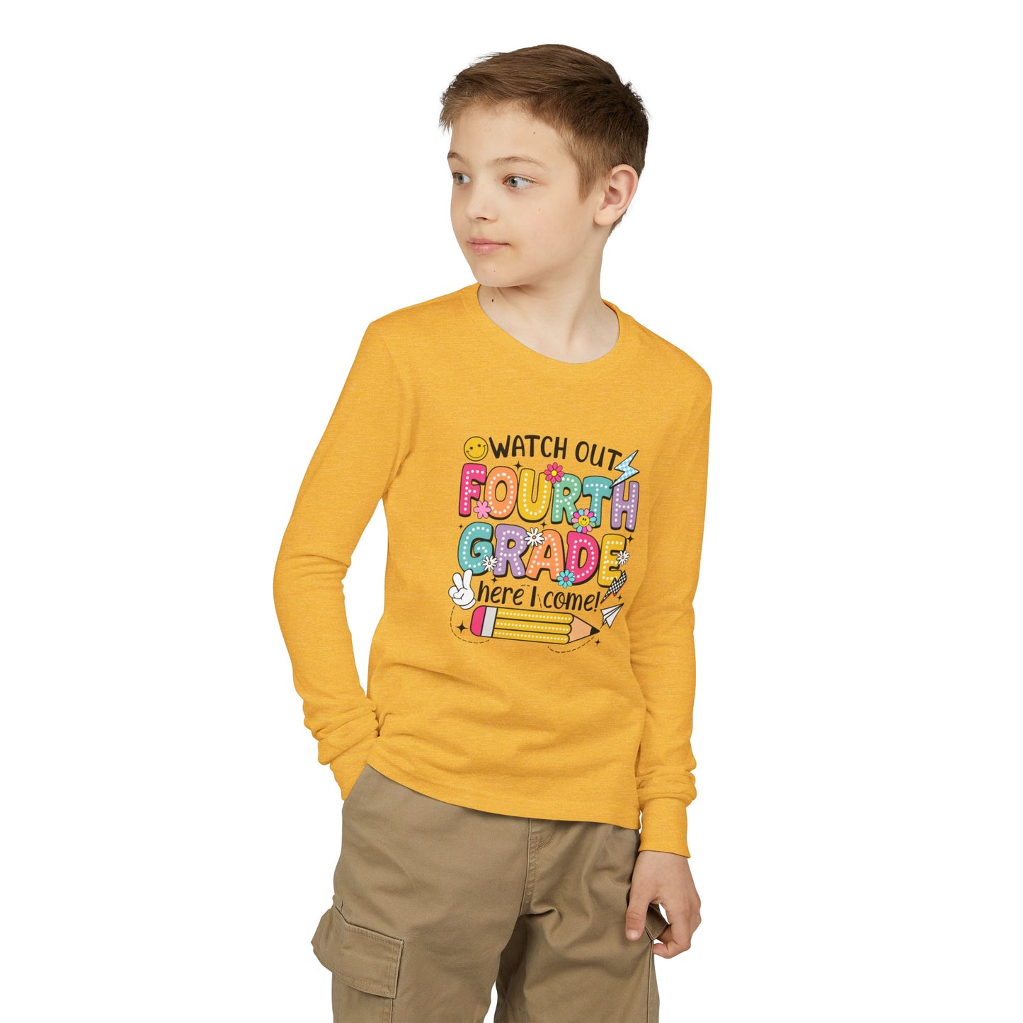 Fourth Grade Back-to-School Long Sleeve Tee — "Watch Out Fourth Grade Here I Come"