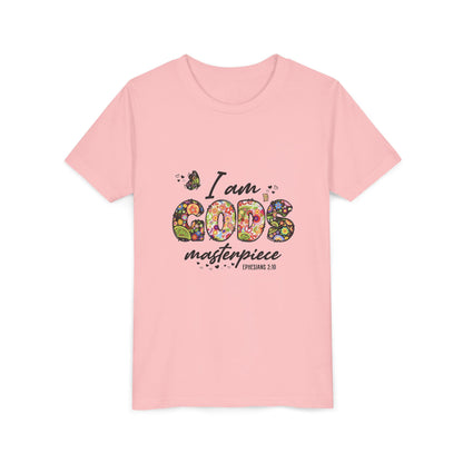 I Am God’s Masterpiece Youth Tee — Floral Christian Inspirational Shirt