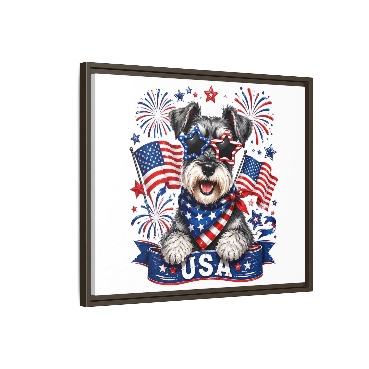 USA Patriotic Schnauzer Canvas Print — 4th of July Wall Art