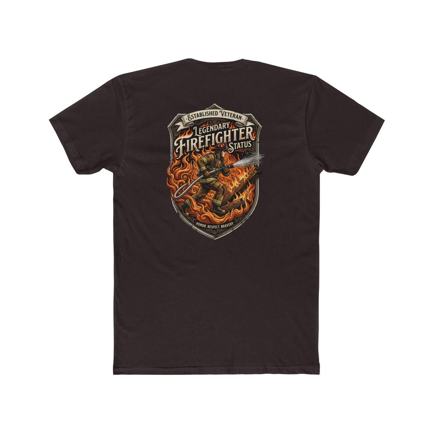 Firefighter Badge T-Shirt — Legendary Firefighter Status Graphic Tee