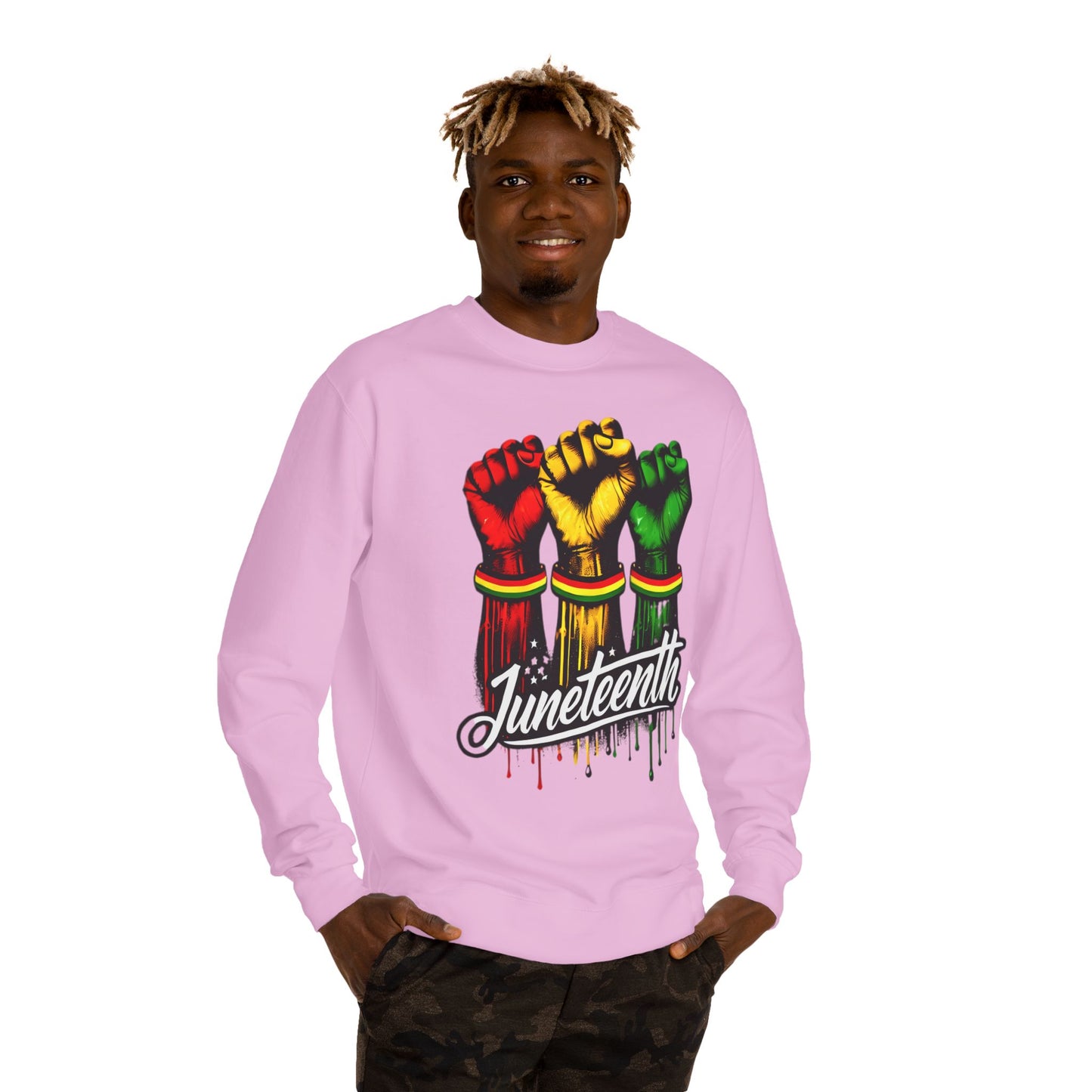 Juneteenth Fist Sweatshirt – Black Power Red Yellow Green Pride Crewneck