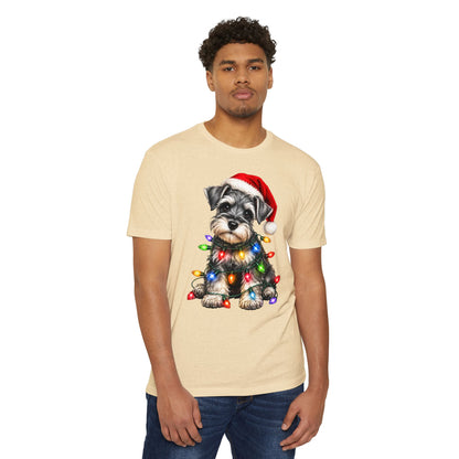 Schnauzer Puppy in Christmas Lights Tee