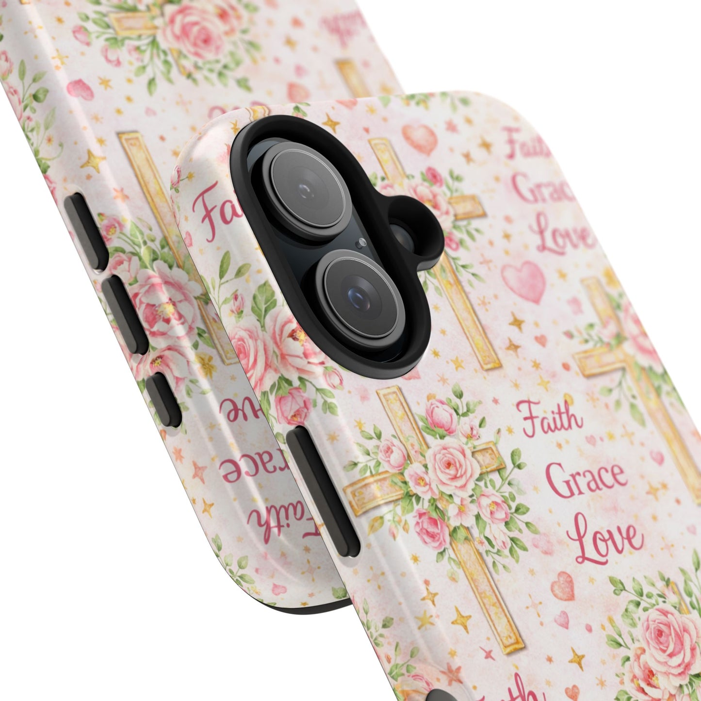 Faith Grace Love Cross Phone Case | Christian Floral iPhone Case