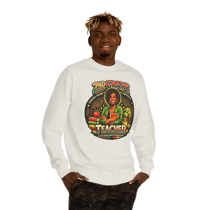 2nd Grade Teacher Sweatshirt — Proud Black Educator Crewneck
