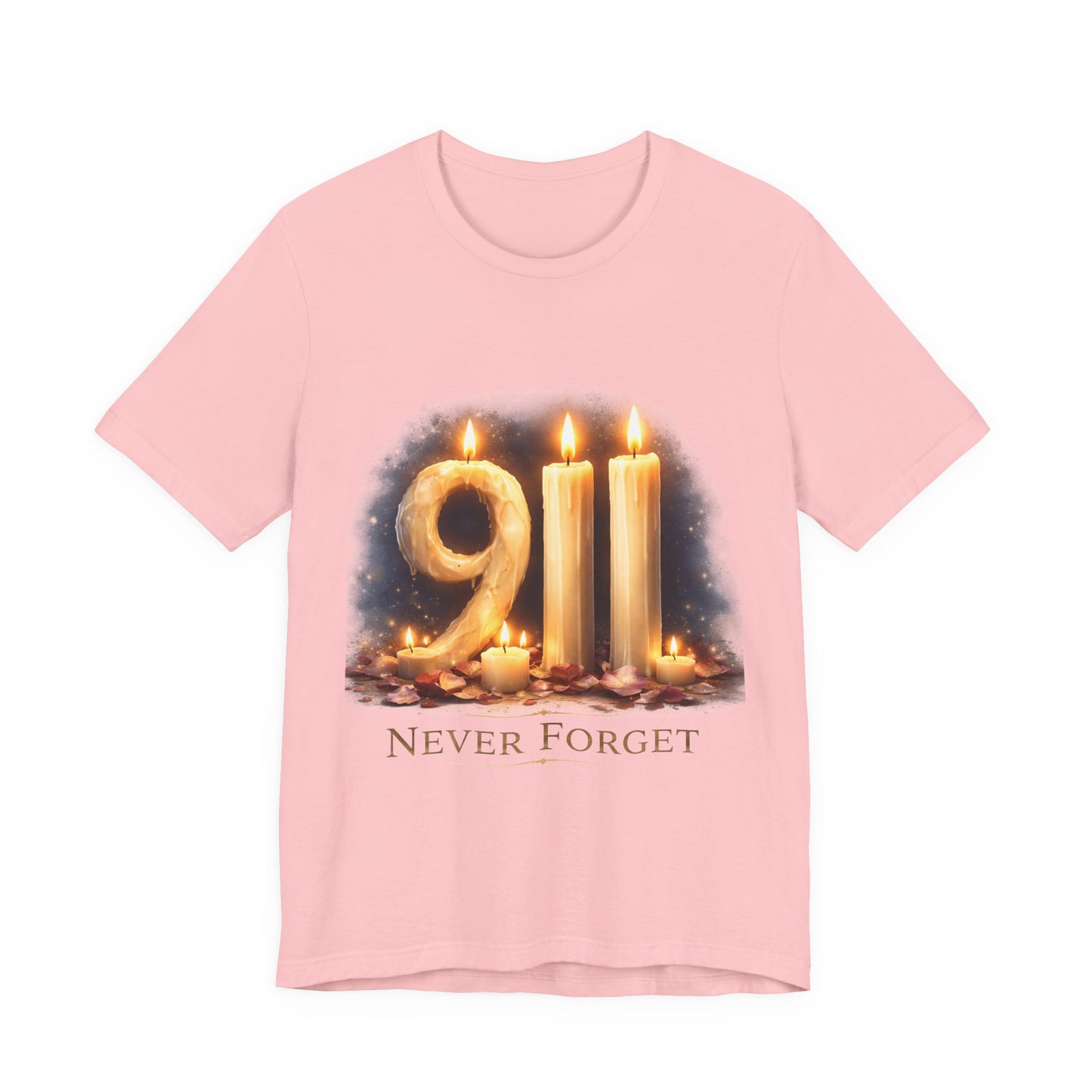 9/11 Never Forget T-Shirt – Memorial Candle Tribute Tee
