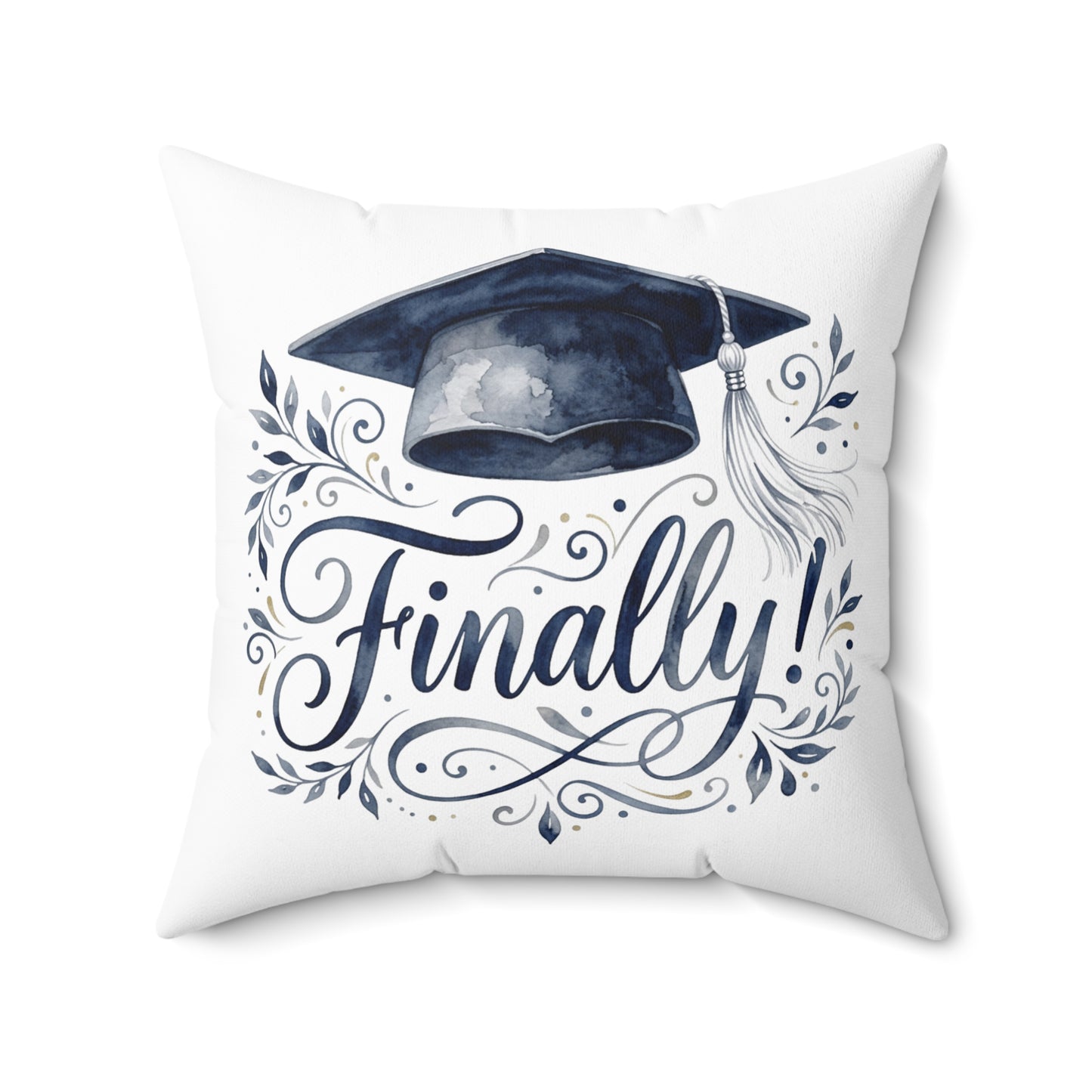 Graduation Pillow with 'Finally!' Cap Design — Graduation Gift Decor