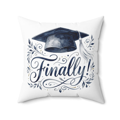 Graduation Pillow with 'Finally!' Cap Design — Graduation Gift Decor