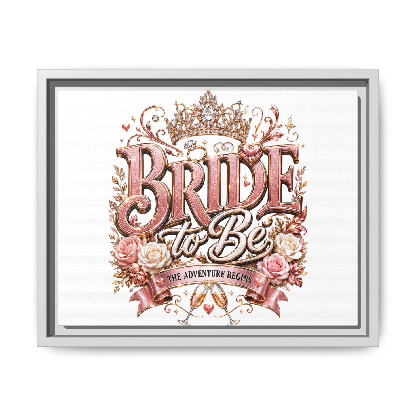 Bride to Be Framed Canvas - 'The Adventure Begins' Bridal Wall Art