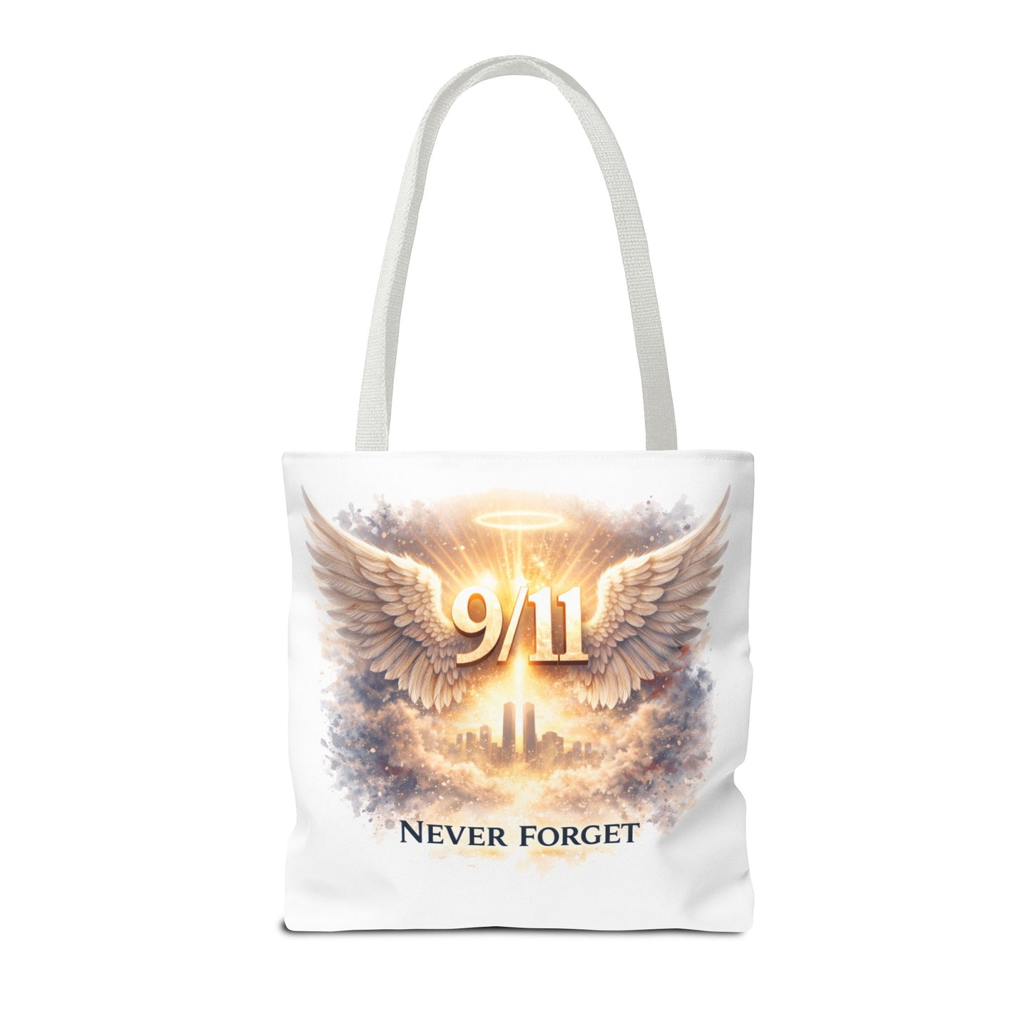 9/11 Memorial Tote Bag – 'Never Forget' Angel Wings Tribute