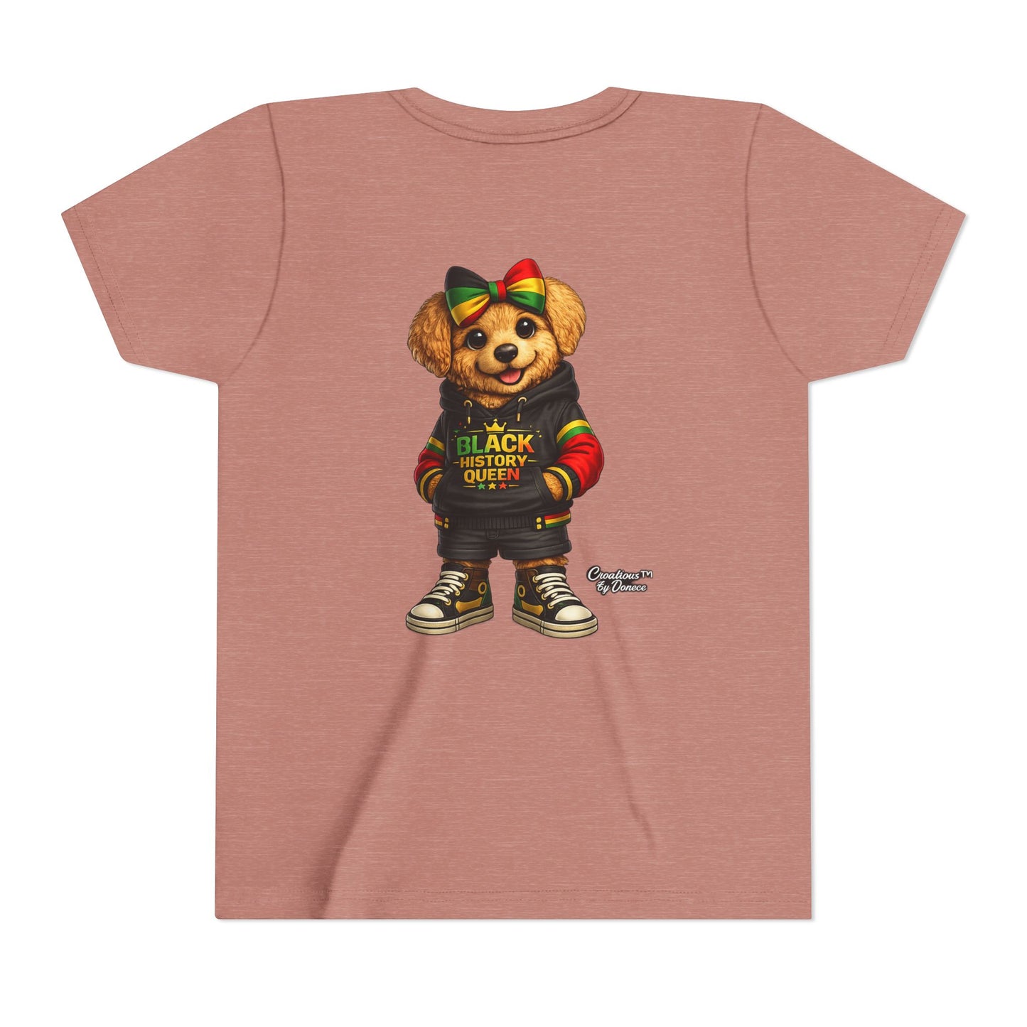 Youth Tee — Black History Queen Bear Graphic T-Shirt