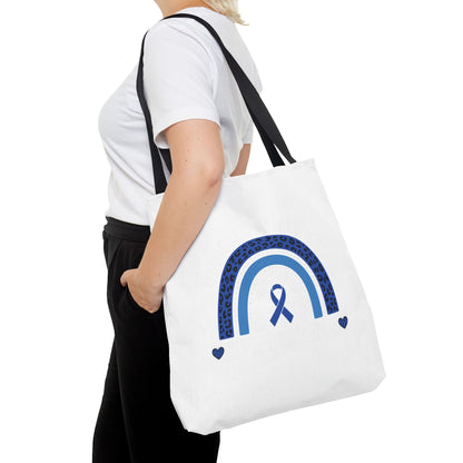 Blue Awareness Ribbon Rainbow Tote Bag – Support & Hope Everyday Tote