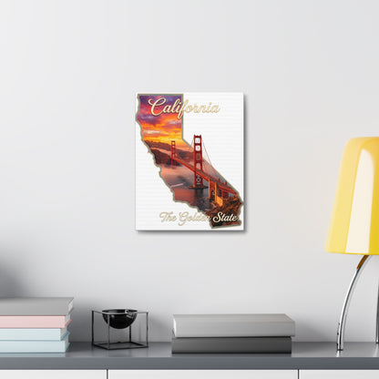 California Golden State Canvas Wall Art — Golden Gate Bridge Sunset