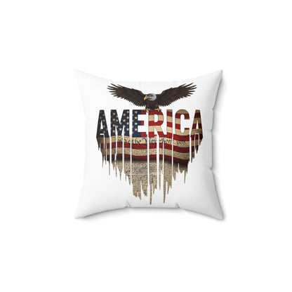 Patriotic Eagle "America" Flag Square Pillow