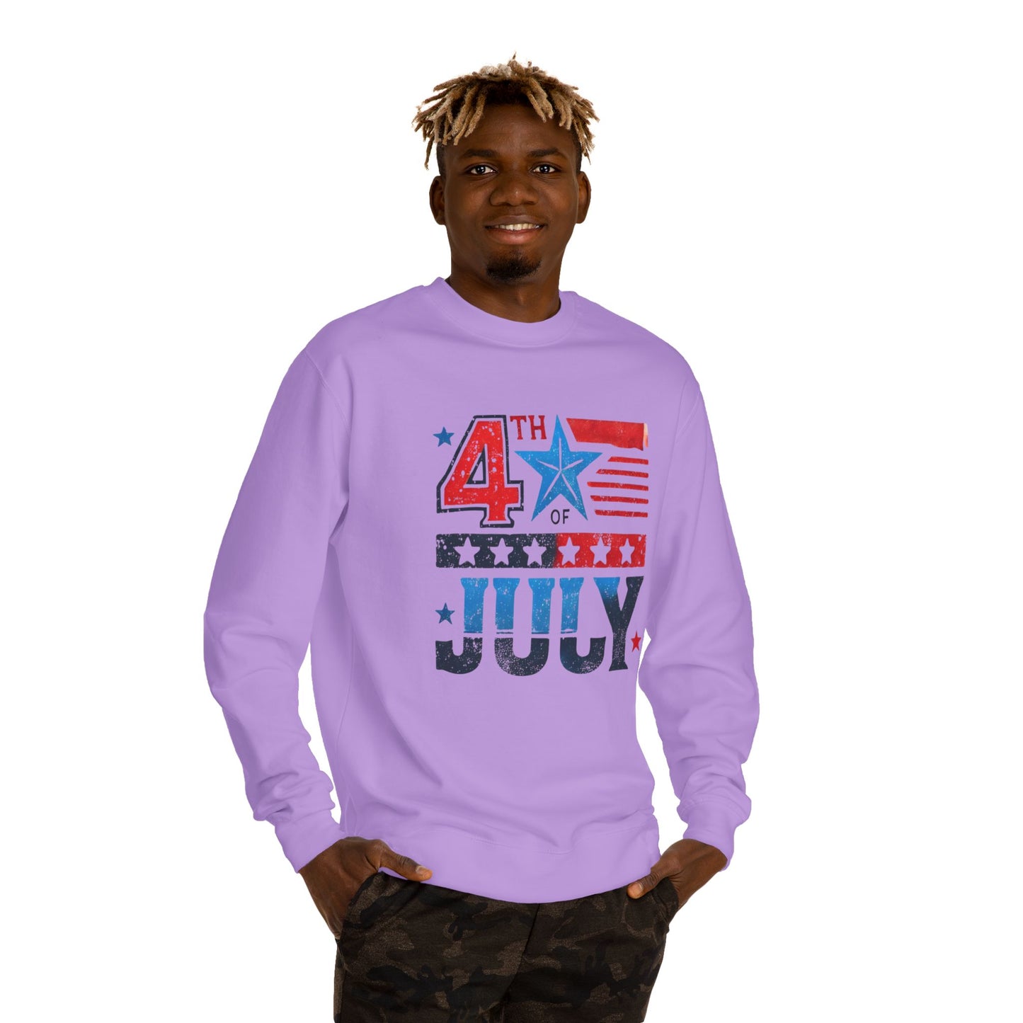 4th of July Crewneck Sweatshirt – Patriotic American Flag Design