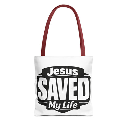 Jesus Saved My Life Tote Bag — Christian Faith Inspirational Carryall