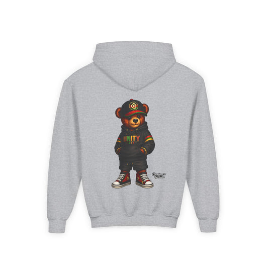 Youth Hoodie — Cool Streetwear Bear Graphic “UNITY”