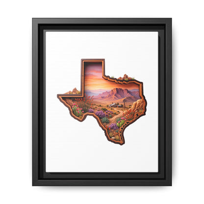 Framed Texas Landscape Matte Canvas — Desert Sunset State Art Print