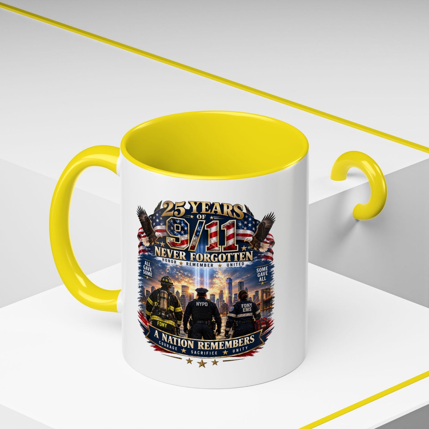 11oz/15oz Coffee Mug — 25 Years of 9/11 Never Forgotten Memorial Design
