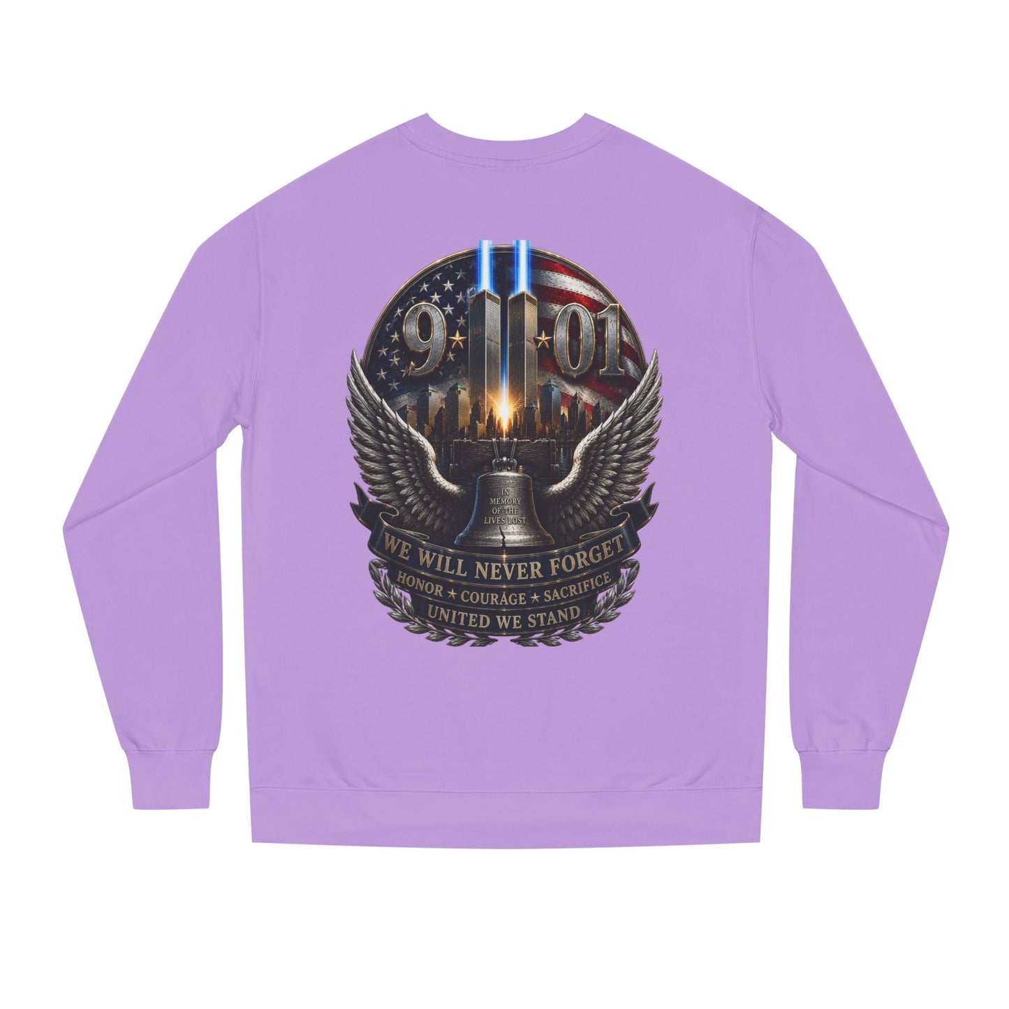9/11 Memorial Sweatshirt — We Will Never Forget Tribute Crewneck