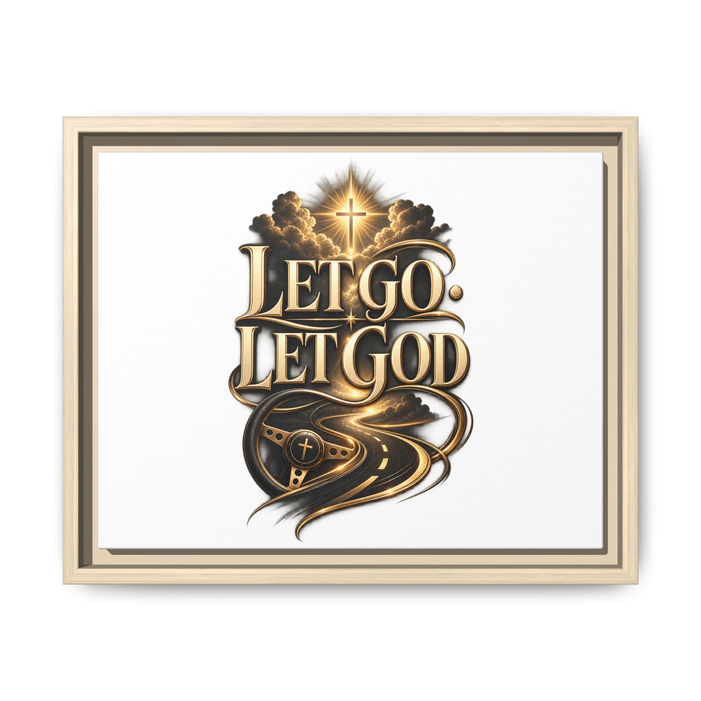 Let Go, Let God Framed Canvas Wall Art — Inspirational Christian Decor