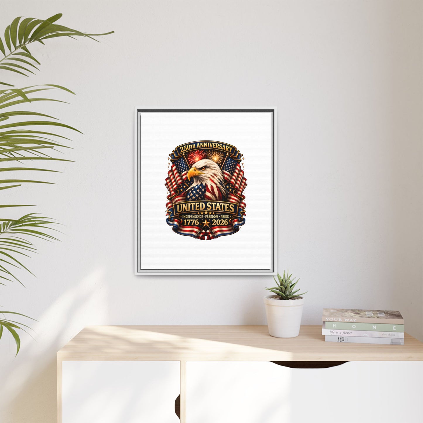 Patriotic Eagle 250th Anniversary Framed Canvas Print — United States 1776–2026