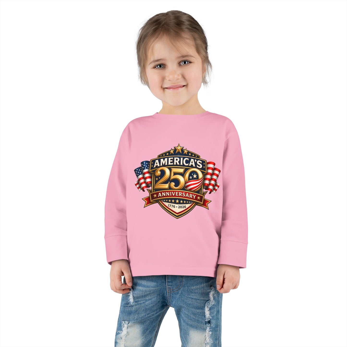 Toddler Long Sleeve Tee — "America's 25th Anniversary" Patriotic Badge