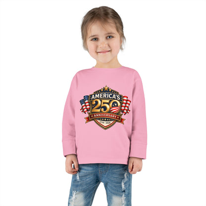 Toddler Long Sleeve Tee — "America's 25th Anniversary" Patriotic Badge
