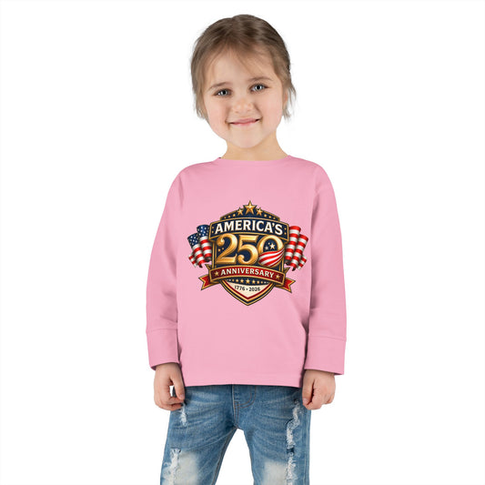 Toddler Long Sleeve Tee — "America's 25th Anniversary" Patriotic Badge