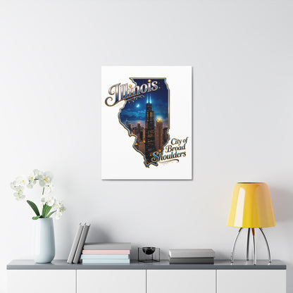 Illinois Canvas Wall Art — "City of Broad Shoulders" Chicago Skyline Stretched Canvas