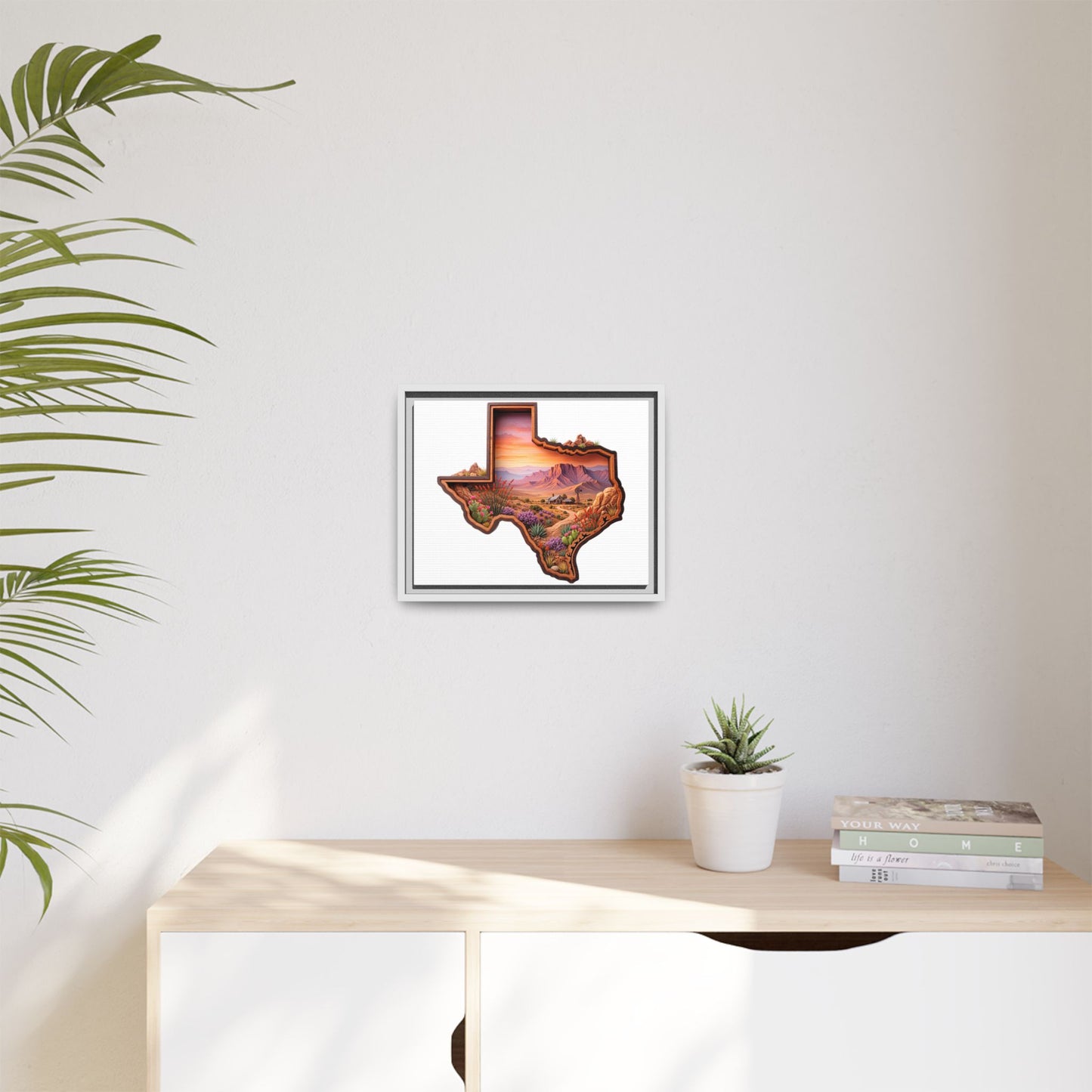 Framed Texas Landscape Matte Canvas — Desert Sunset State Art Print