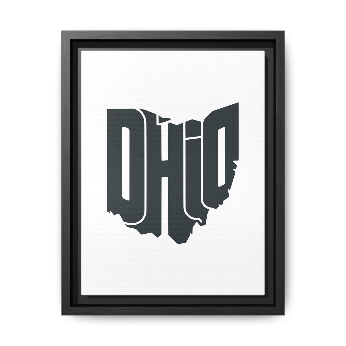Ohio State Shape Matte Canvas Wall Art — Framed Modern State Typography Print