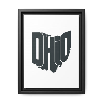 Ohio State Shape Matte Canvas Wall Art — Framed Modern State Typography Print