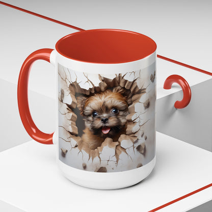 Puppy Breaking Through Accent Coffee Mug — Cute Dog 11/15oz Gift
