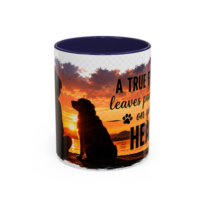 Dog Lover Coffee Mug - "A True Friend Leaves Paw Prints on Your Heart" Accent Mug (11/15oz)