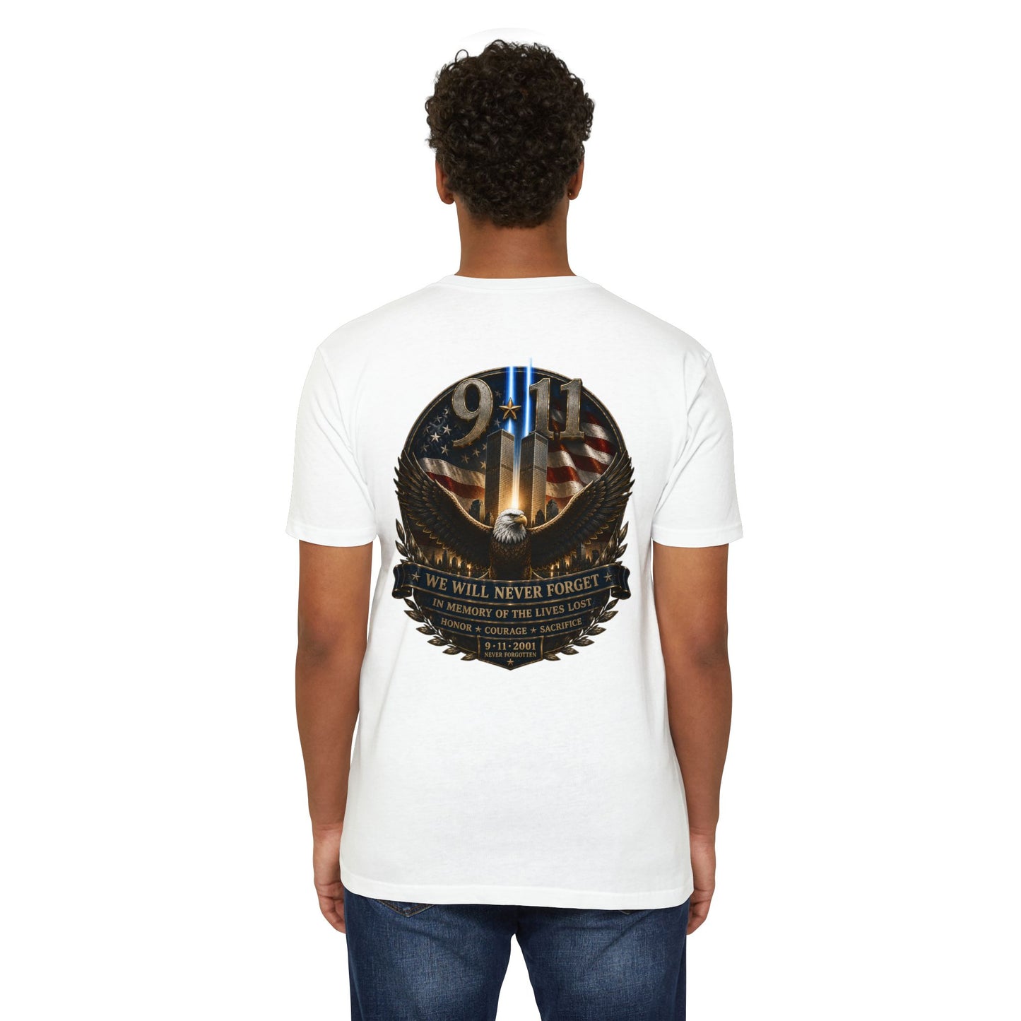 9/11 Memorial Eagle T-Shirt — We Will Never Forget Patriotic Tribute Tee
