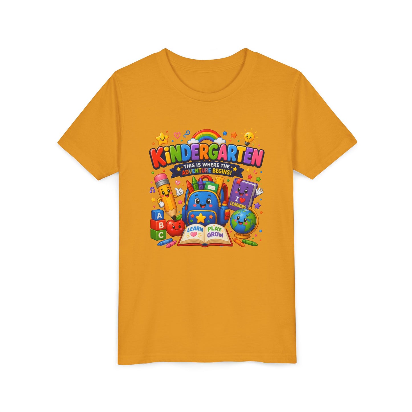 Kindergarten Kids T‑Shirt — 'Kindergarten: This Is Where the Fun Begins' Colorful Back-to-School Tee