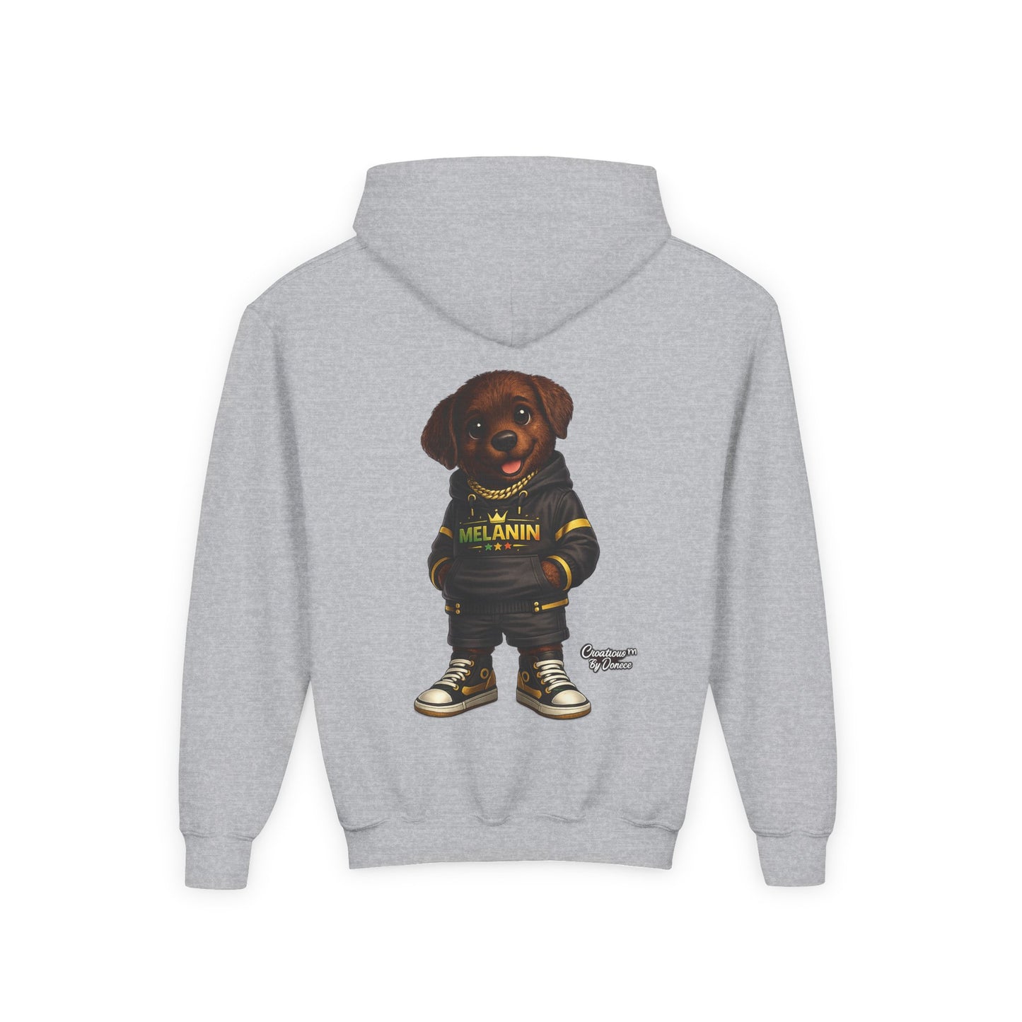 Youth Melanin Pup Hoodie – Cute Rottweiler Cartoon Sweatshirt