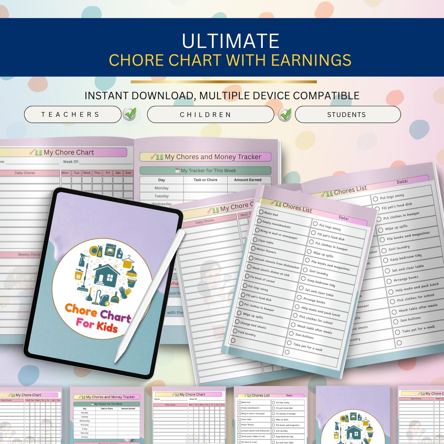 Kids Chore Chart with Earnings | Reward & Responsibility Printable Tracker